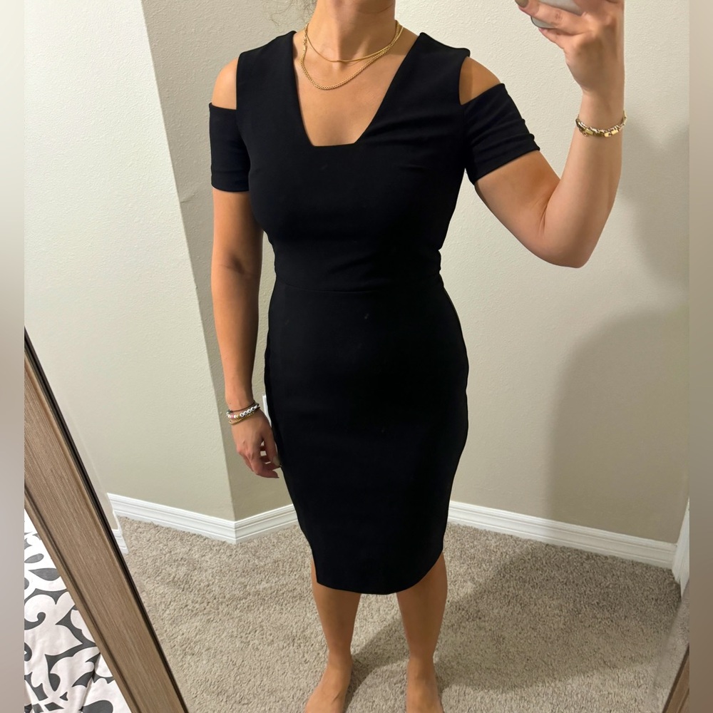 Express black midi off shoulder dress